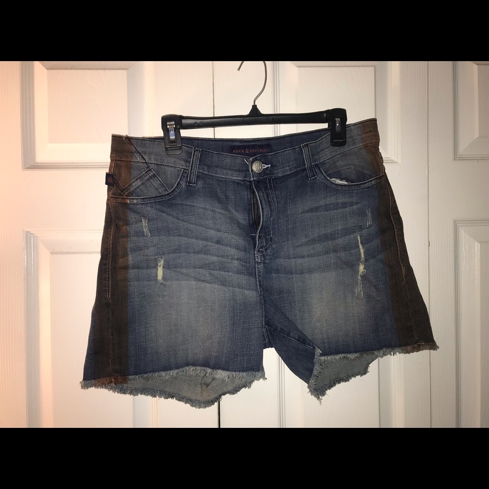 Distressed jean shorts